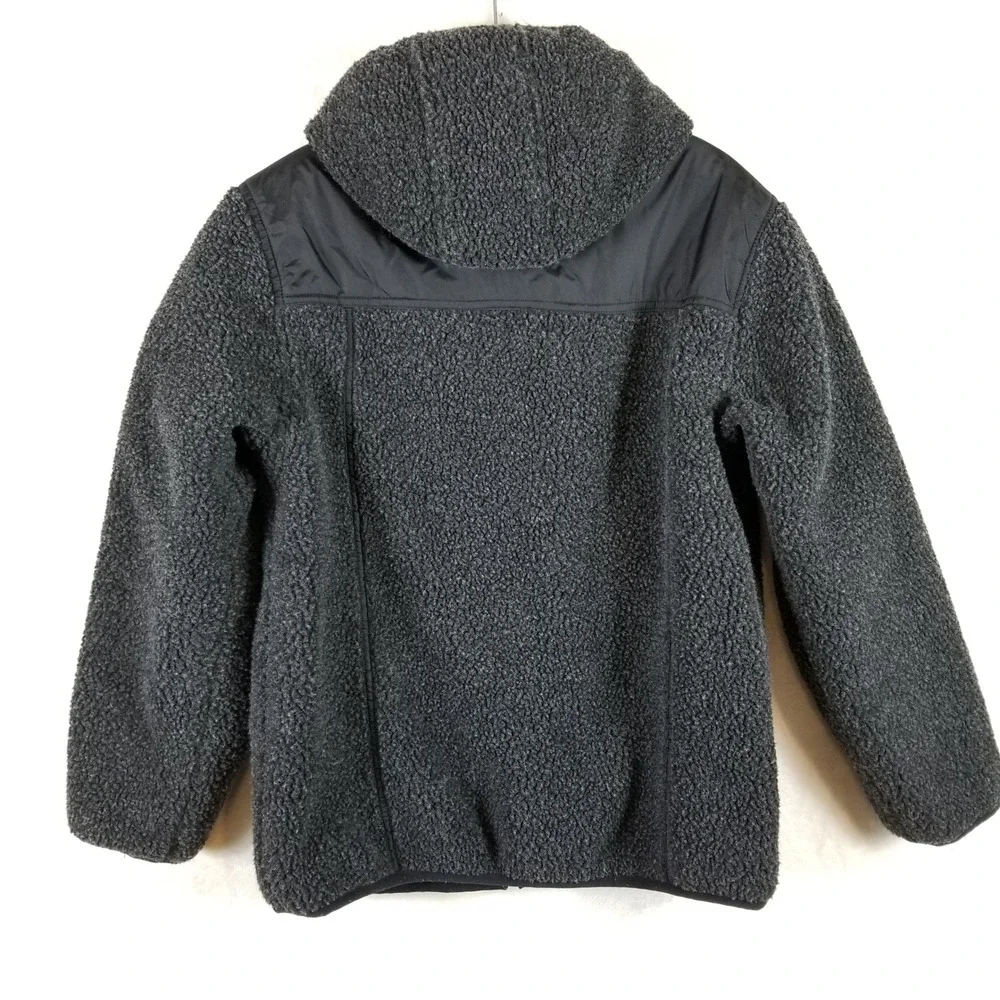 Diesel Kids Reversible Puffer‎ Sherpa Jacket Black Grey Hooded Full Zip 14/16
